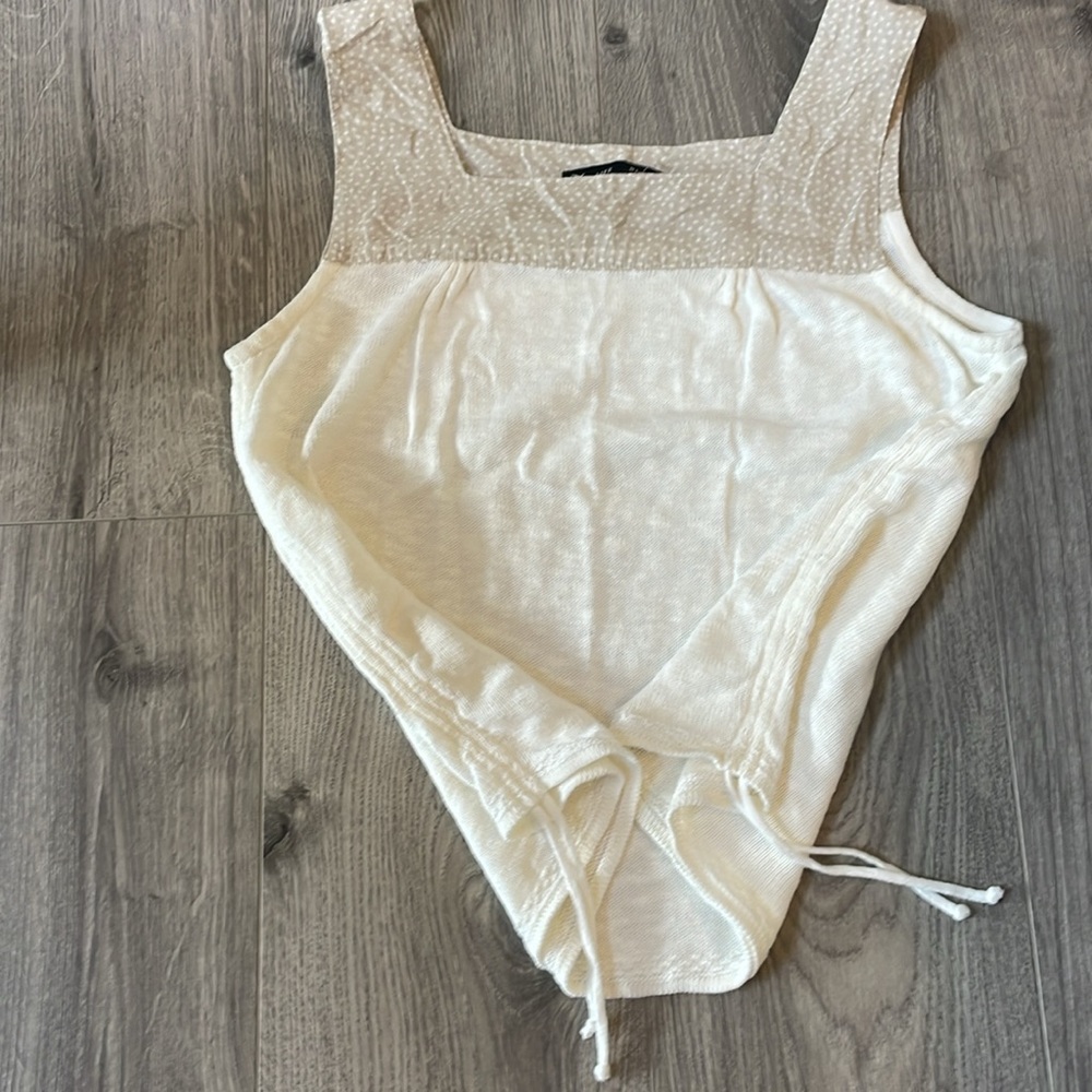 Life Blue Willi’s  Cream Linen & cotton tank with side Ruching .